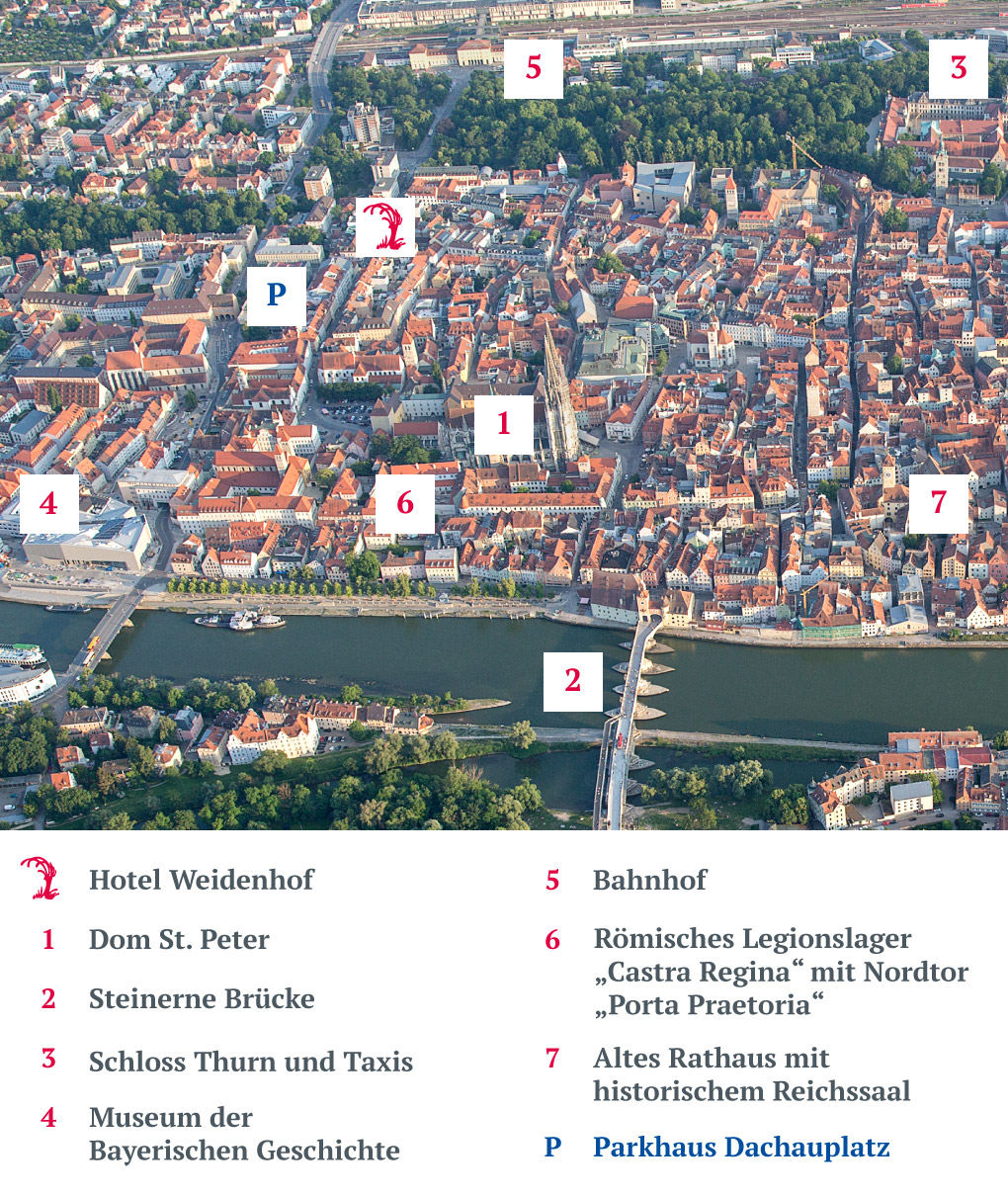 Lage und Umgebung des Hotels Weidenhof in Regensburg
